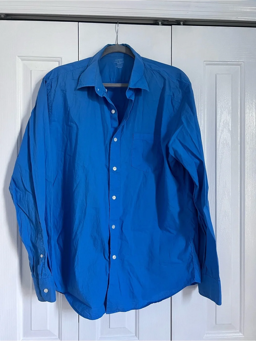 J. Crew Men’s Royal Blue Long-Sleeve Button-Down Dress Shirt Large Cotton
